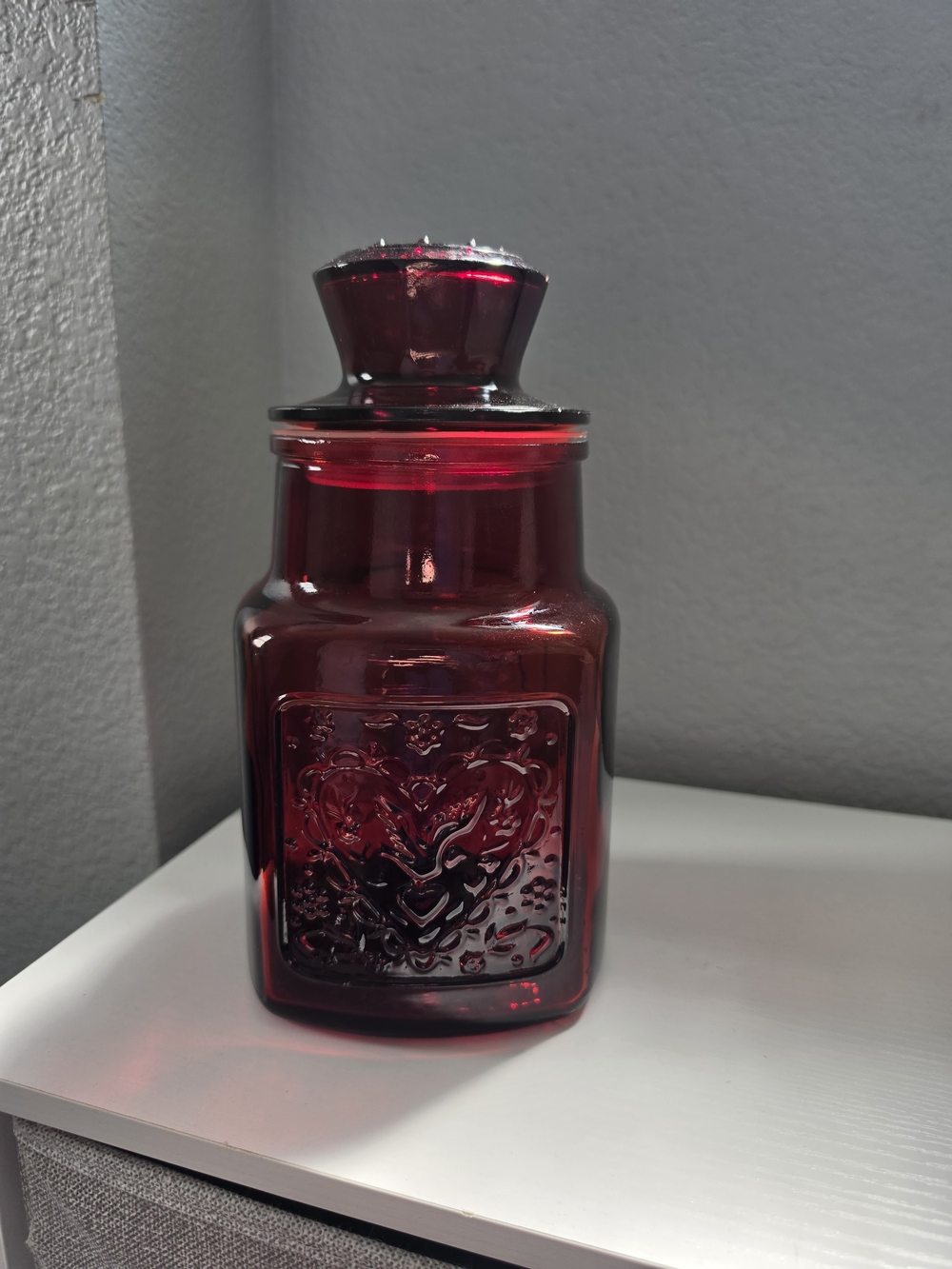 Ruby Red Decorative Glass Jar with Lid